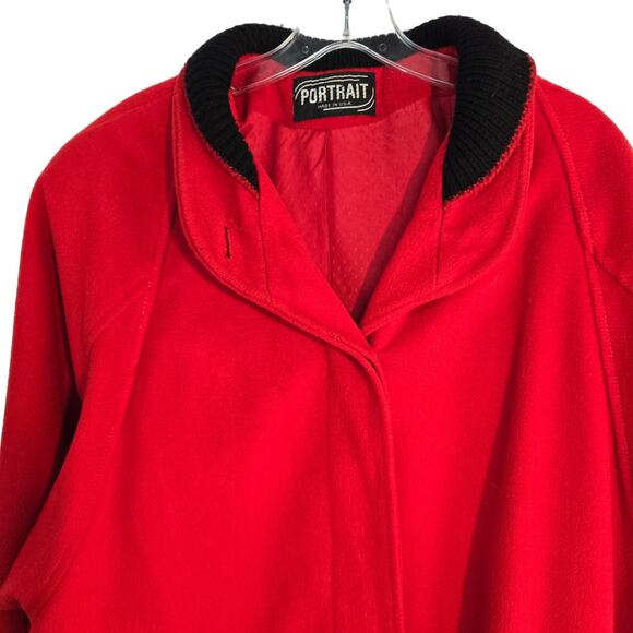 Portrait Women's Red Coat Large L Wool Cuff Misses Size 12 14 Jacket - Picture 2 of 8